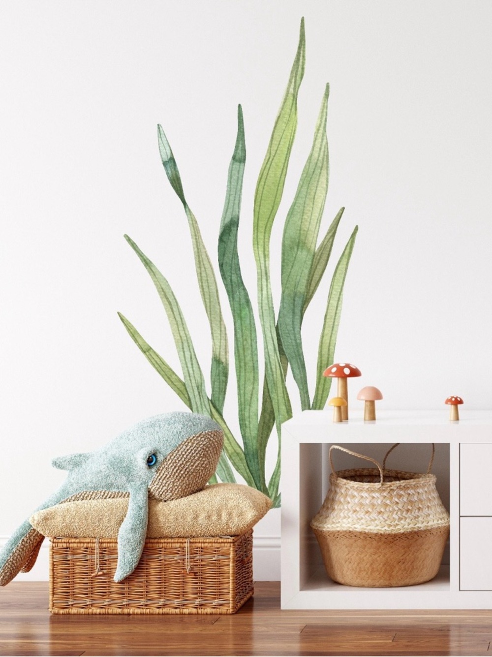 Green Watercolor Seaweed Wall Decal - Home Wall Decor